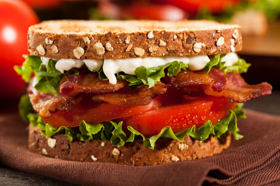 Blt sandwich with mayo on toasted bread